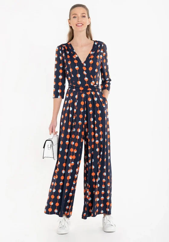 Jolie Moi Cross Front Wide Leg Jumpsuit, Navy