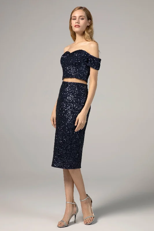 Sheath-Column Knee Length Sequined Dress CS0291