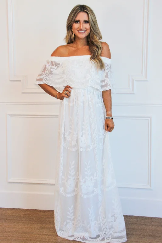 Ever After Lace Maxi Dress: White