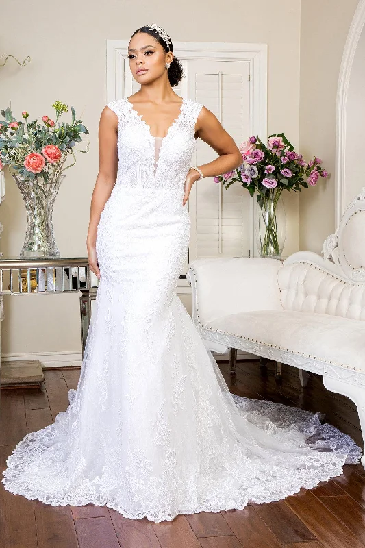 Long Mermaid Tail Lace Wedding Gown