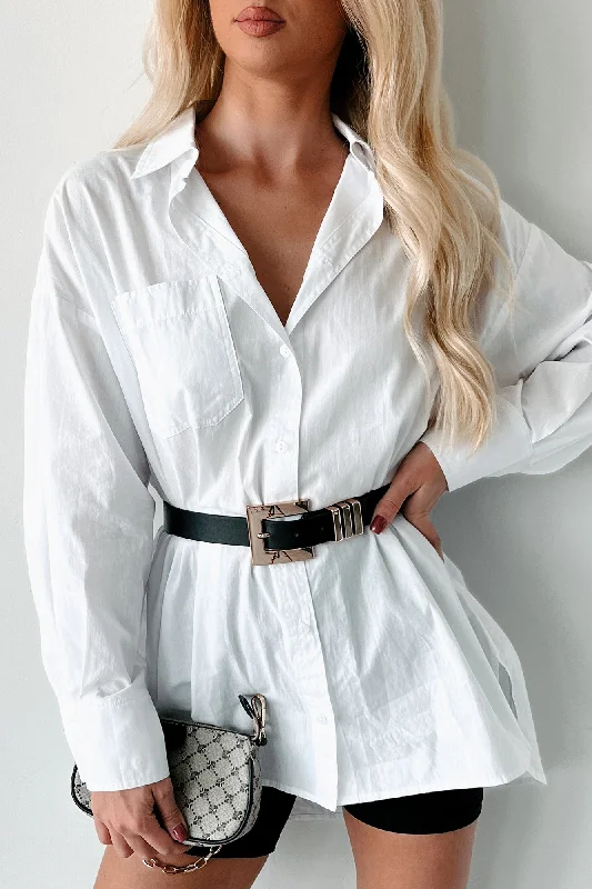 Modernly Classic Oversized Button-Up Shirt (White)