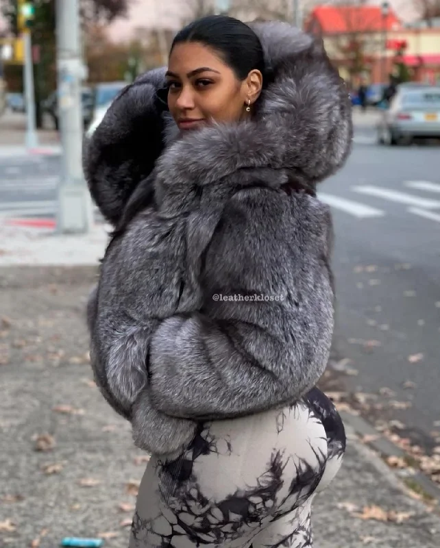 Women's Alaia Silver Fox Fur Bomber