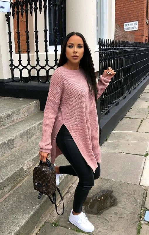 Rose Oversized Split Side Knitted Jumper - Lore